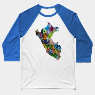 Spirograph Patterned Peru Regions Map Baseball T-Shirt